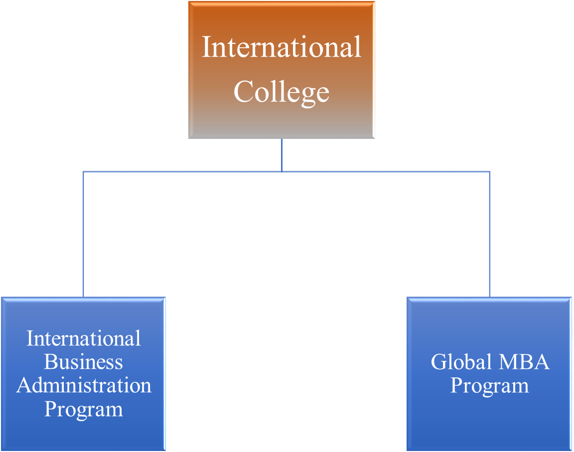 國際學院納入AACSB認證學程之組織圖